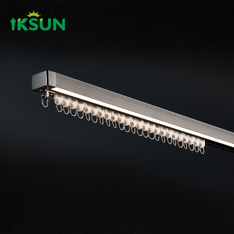 China Heavy Duty Aluminium Curtain Accessories Curtain Rail Track With LED Light factory
