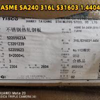 China Hot Rolled AISI316L DIN1.4404  Stainless Steel Plate SS316L Metal Plate 1000mm - 2000mm Wide factory