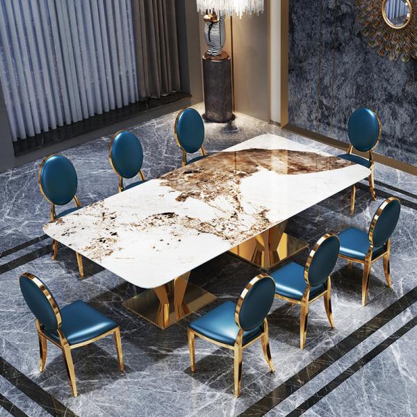 Quality Height 78cm Large Rectangular Marble Dining Table Marble Top for sale