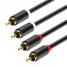 China 2RCA Male To 2RCA Male Gold Plated Audio Cable , Black 6 Ft 3.5 Mm Audio Cable factory
