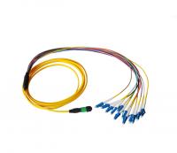 China 8 core MPO fiber Cable single mode PVC / LSZH MPO- LC fan out optical fiber patch cord factory