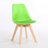 China Natural Solid Wood Legs PP Plastic Dining Room Chairs With Cushioned Pad factory