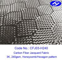 China Honeycomb / Hexagon Pattern 3K Carbon Black Fiber Jacquard Fabric factory