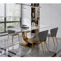 China Length 1.8m/2m Marble Dining Tables With Stainless Steel Legs for sale
