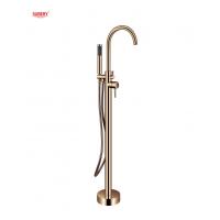 Quality OEM Single Lever Free Standing Tub Faucet Floor Mount With Diverter Rose Golden for sale