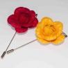 China Rose Cloth Flower Brooches And Pins Handmade For Wedding Boutonniere Stick factory