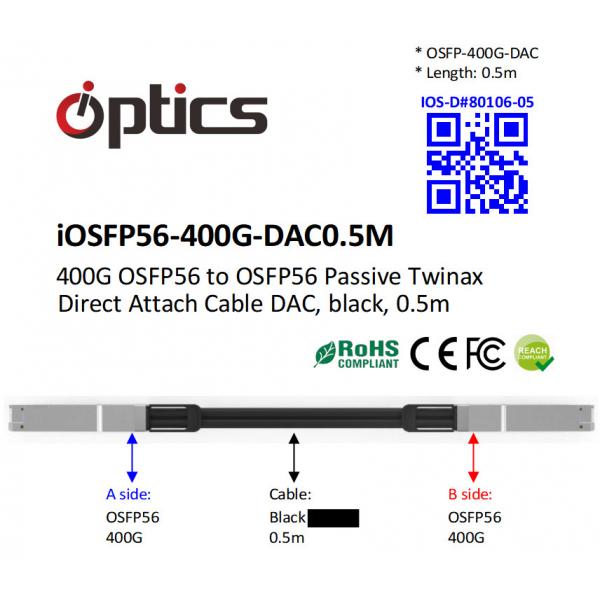 Quality OSFP56-400G-DAC0.5M 400G OSFP56 To OSFP56 (Direct Attach Cable) Cables (Passive) 0.5M for sale