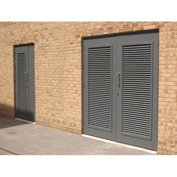 Quality Ultra Silver Aluminium Louver Doors Tempered Glass Anodized Finish for sale