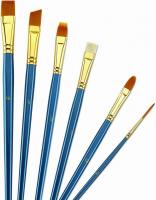 China Wooden Handle Golden Synthetic Paint Brush Sets , Interlocked Fine Bristle Paint Brushes factory