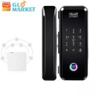 China Smart Tuya Wifi Glass Intelligent Door Lock Fingerprint Digital Keyboard Password Lock factory