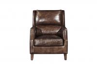 China Industrial Retro Vintage Cigar High Back Leather Armchair With Solid Wood Legs factory
