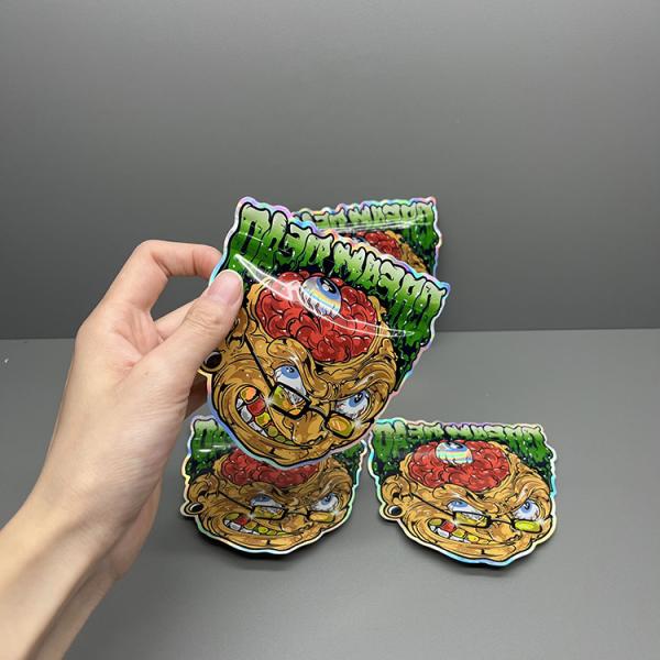 Quality Holographic Mylar Packaging Bags 3.5g Child Resistant Die Cut Mylar Bags Custom Printed for sale
