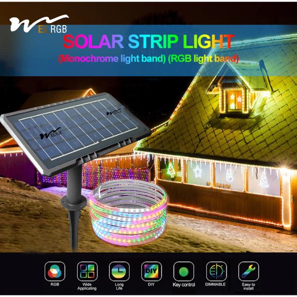 Quality 10m 2835 Outdoor Rope Solar Lights 3500K LiFePO4 Solar Led Tape Lights for sale