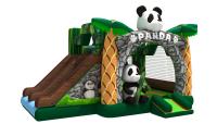China Lovely inflatable panda themed combo with double slide beside the bouncer inflatable pande cartoon in combo factory