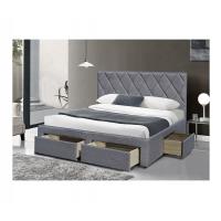 China OEM King Size Tufted Storage Bed Velvet Fabric With Four Storage Drawers factory