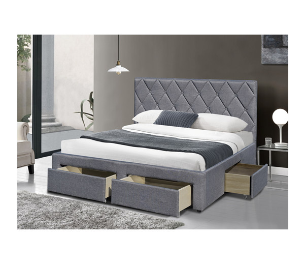 Quality OEM King Size Tufted Storage Bed Velvet Fabric With Four Storage Drawers for sale