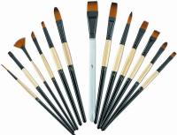 China Brown Round Tip Paint Brush , Acrylic Paint Brushes For Beginners Brass Ferrule factory