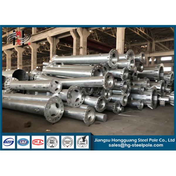 Quality Hot Roll Steel Electric Pole , Transmission Steel Pole With Flange Connection for sale