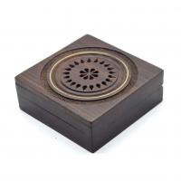 China Keepsaking Black Lidded Wooden Box Mango Wood Storage Box 10x10x3.8cm factory