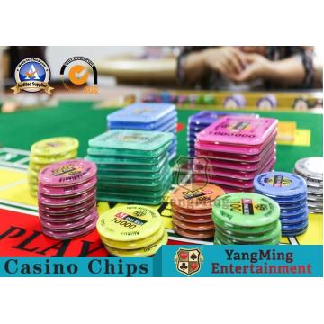 Quality Square Crystal Acrylic RFID Casino Poker Chip Set Plaque Wear Resistant for sale