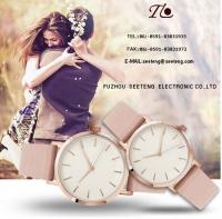 China Alloy wrist band couple watch PU leather couple watch black dial or white factory