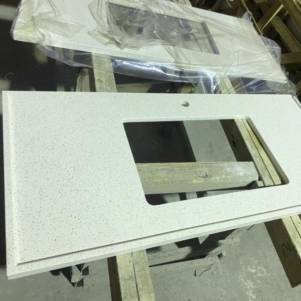 Quality OEM High Stain Resistance Quartz Stone Kitchen Countertop With Sink for sale