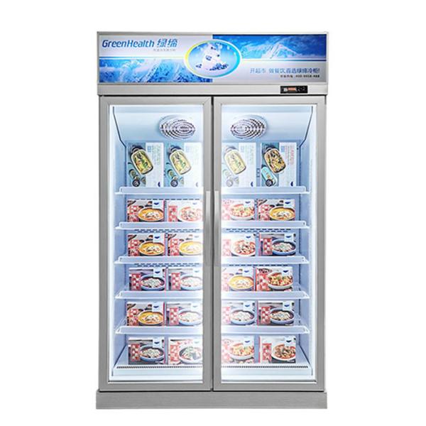 Quality Double Glass Door Upright Commercial Display Freezer Automatic Defrost for sale