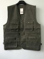 China vest, waistcoat, mens vest, 100% polyester, washed fabric, fishing vest, olive, S-3XL factory