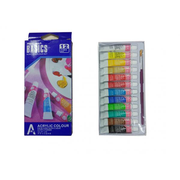 Quality Strong Adhesion Basics Colored Acrylic Paint Set‎ , Artists Paint Pigments 12 X for sale