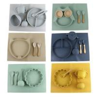 China Food Grade Silicone Tableware Set , Silicone Suction Divided Plate Waterproof factory