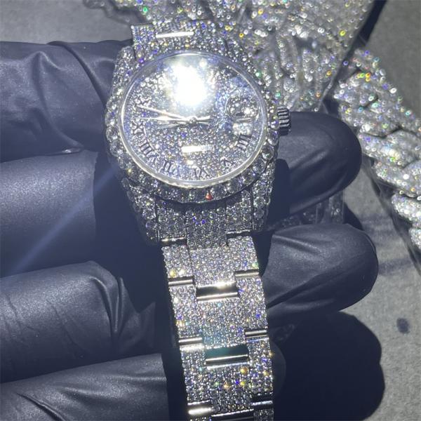 Quality Excellent Polish VVS Moissanite Diamond Watch Hip Hop Iced Out Watches With GRA for sale