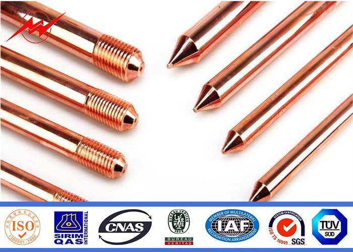 China Power Transmsion Copper Ground Rod , Copper Coated Ground Rod factory