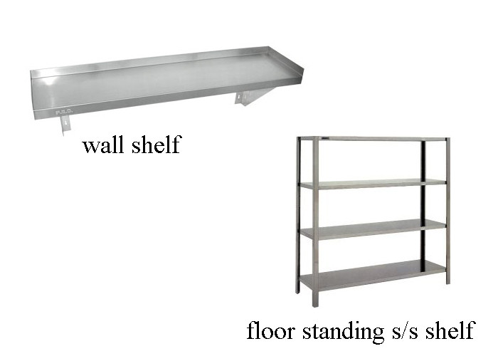 China Stainless Steel Kitchen Shelves Adjustable Height Solid Floor Standing Wall Shelves for sale