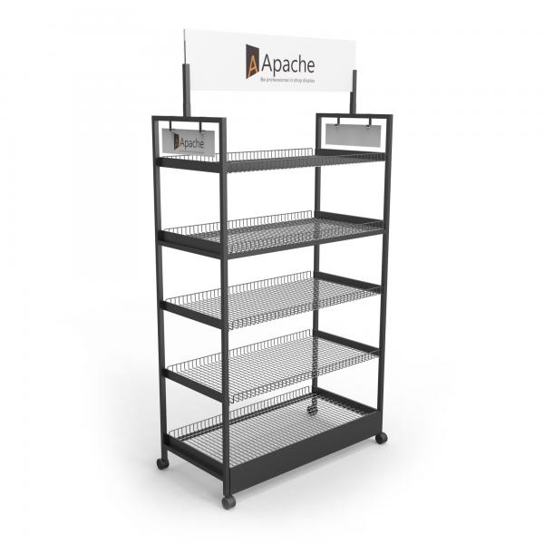 Quality Q235 Retail Wire Display Racks Metal Free Standing Wire Display Racks With Wheels for sale