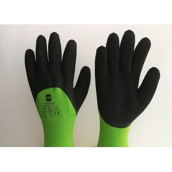 Quality Acrylic Liner Crinkled Latex Coated Gloves Double Dipping Palm Pattern for sale