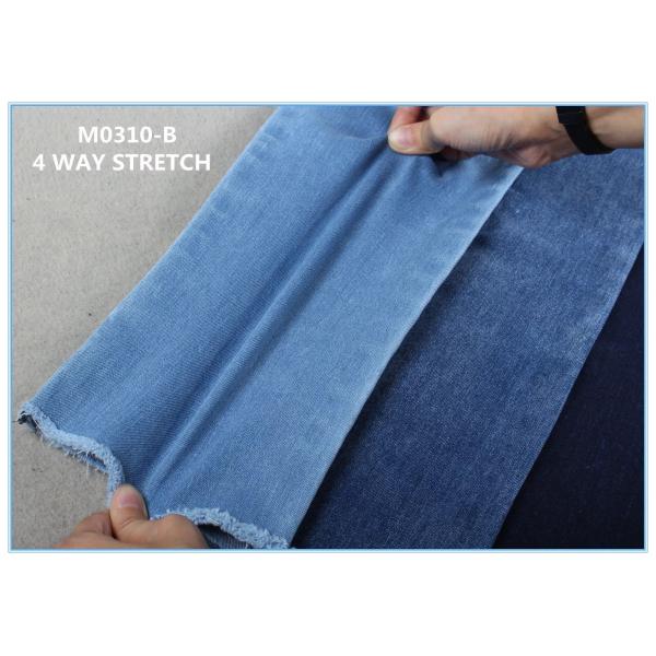 Quality Jeans 10.5 Oz 85 Cotton 13 Polyester 2 Spandex 4 Way Stretch Denim Fabric for sale