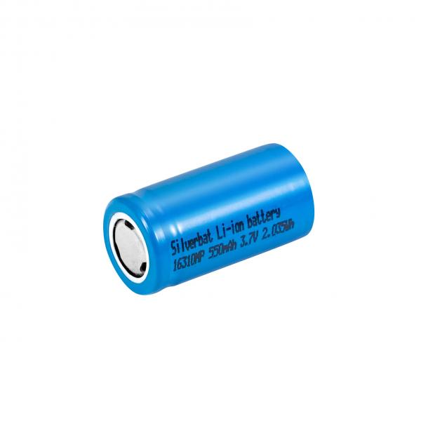 Quality Cylindrical 16310 Lithium Ion Reachargeable Battery 3.6V 550 Mah For Replacement Of Size CR123 for sale
