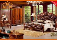 China Luxury French Rococo Style Wood Carved Marquetry Canopy Bed antique Solid Wood Bedroom Furniture set Designs factory
