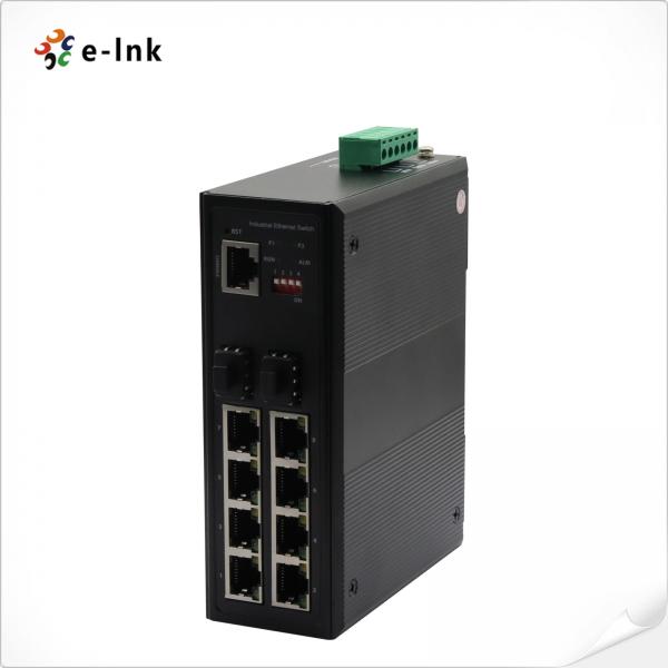 Quality 24vdc Ethernet Industrial 8 Port Gigabit Switch 8x10/100/1000M RJ45 + 2x100/1000M SFP for sale