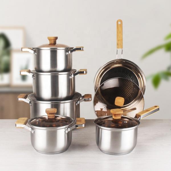 Quality Factory Wholesale Different Size Cookware Set Custom Pots Wholesale 12pcs Stainless Steel Cooking Pot And Pan Set for sale