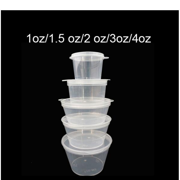 Quality 1.5Oz PP Plastic Flavoring Container Takeaway Disposable Conjoined Sauce Cup With Lid for sale