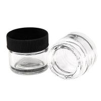 Quality Skin Care Transparent Glass Wax Container With Child Resistant Black Lid for sale