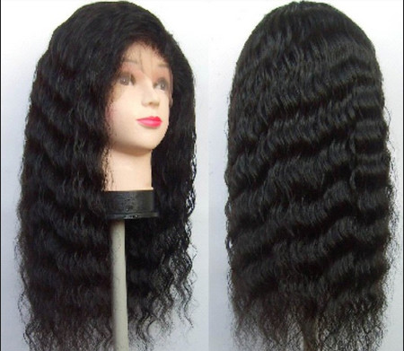 Quality Front Lace human hair curly wigs With Baby Hair Around , deep loose wave human hair for sale