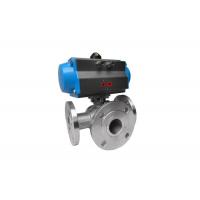 Quality Single Acting Pneumatic Actuated 3 Way Valve , ISO5211 Pneumatic On Off Valve for sale