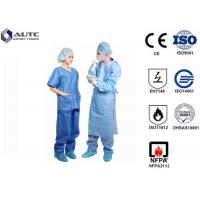 China Clinical Doctor Light Blue Scrubs Fluid Resistant Lint Free With Waist Tie factory