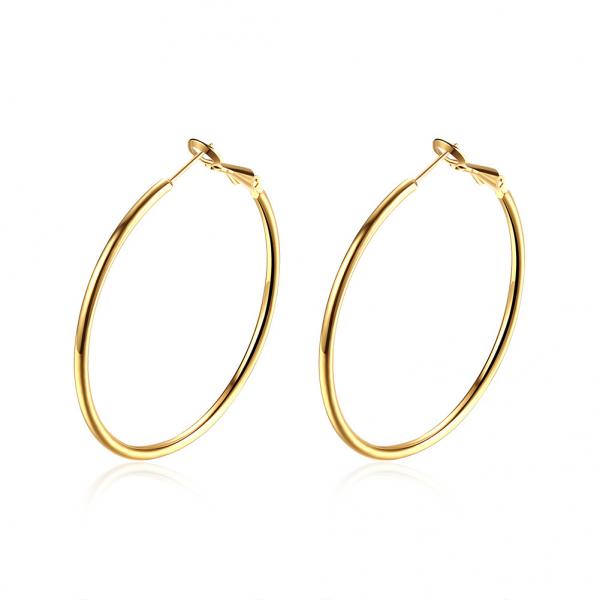 Quality 40mm Gold Plated Custom Hoop Earrings Round 8.2g Rose Gold OEM Engagement for sale