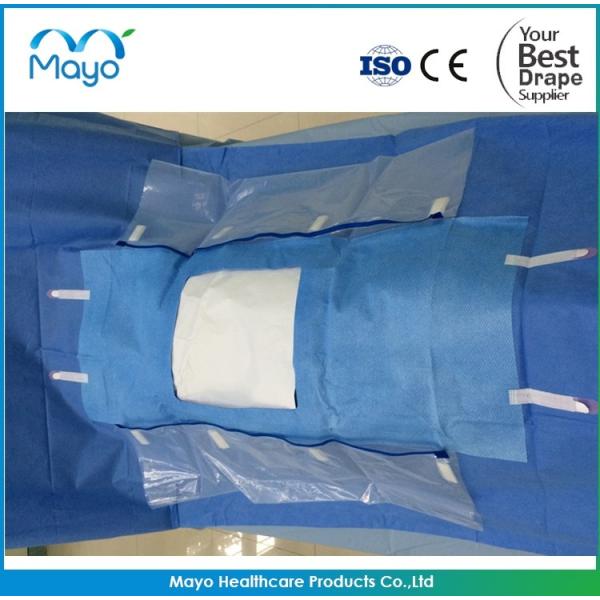 Quality SMMS 45G Laparoscopy Disposable Surgical Drapes With Fluid Collection Pouch for sale