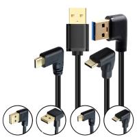 China Dual Right Angle L Shaped USB Cable , USB Type C Cable 5 Gbps Charging Speed factory