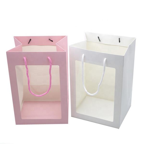 Quality Drawstring Luxury Gift Packaging Bags , Cardboard Paper Bag With Transparent Window for sale