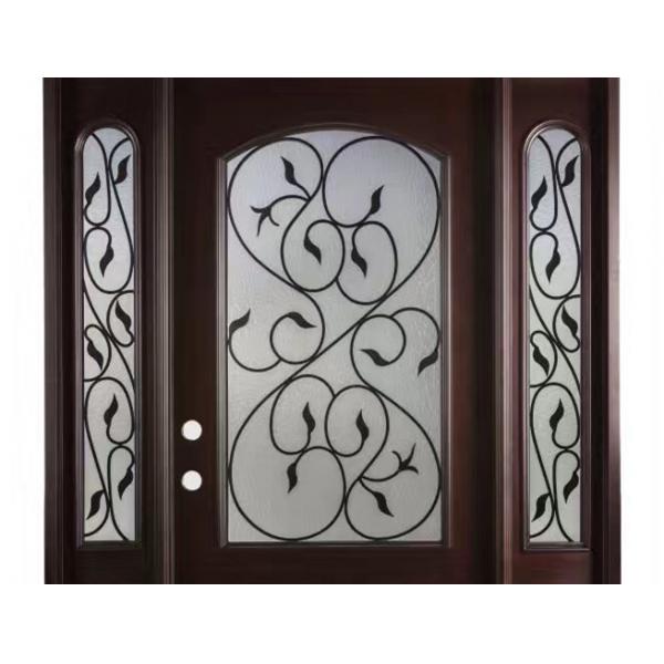 Quality Hollow Wrought Iron Glass Safety Tempered Technical Entry Door Suit Oval Shaped for sale